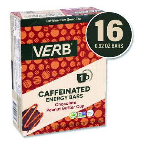VERB Energy Caffeinated Energy Bar, Chocolate Peanut Butter Cup, 0.92 oz Bar, 16/Box (22002524)