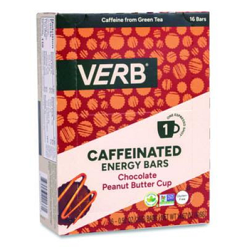 VERB Energy Caffeinated Energy Bar, Chocolate Peanut Butter Cup, 0.92 oz Bar, 16/Box (22002524)