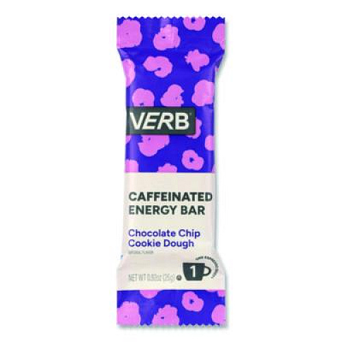 VERB Energy Caffeinated Energy Bar, Chocolate Chip Cookie Dough, 0.92 oz Bar, 16/Box (22002525)