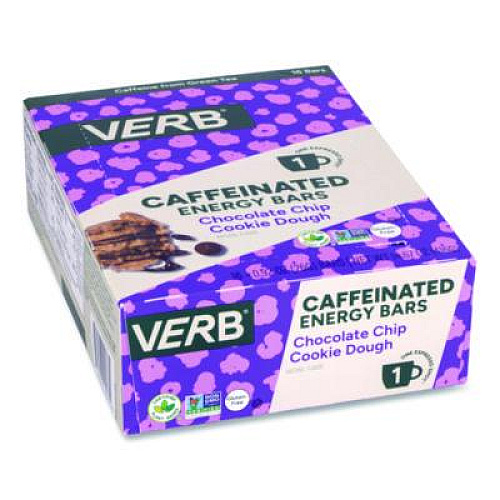 VERB Energy Caffeinated Energy Bar, Chocolate Chip Cookie Dough, 0.92 oz Bar, 16/Box (22002525)