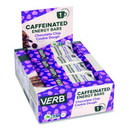 VERB Energy Caffeinated Energy Bar, Chocolate Chip Cookie Dough, 0.92 oz Bar, 16/Box (22002525)