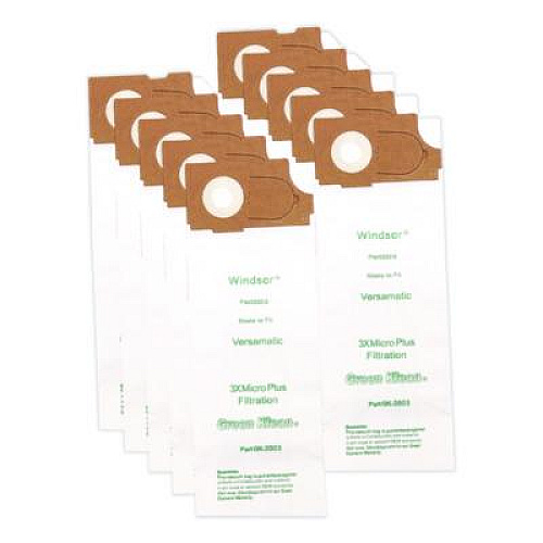 Green Klean Replacement Vacuum Bags, Fits AllStar Javelin/Triple S Prosense II/Windsor Versamatic, 10/Pack (2003P)