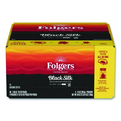 Folgers Coffee Filter Packs, Black Silk, 1.4 oz Pack, 40Packs/Carton (00016)