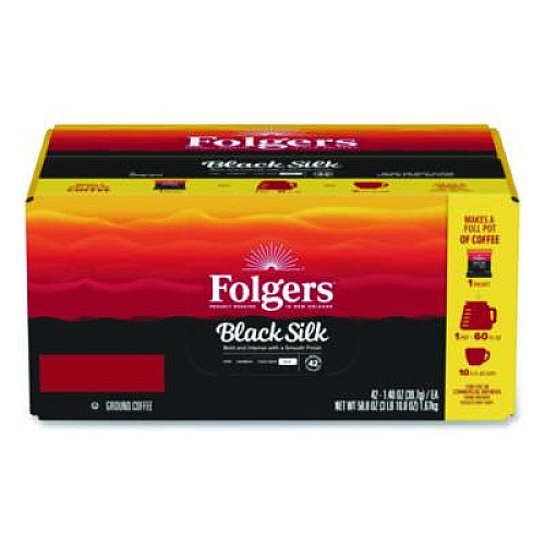 Folgers Black Silk Ground Coffee Fraction Pack, 1.4 oz Packet, 42/Carton (00019)