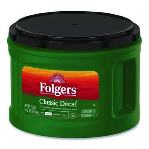Folgers Classic Decaf Ground Coffee, Classic Roast Decaffeinated, 19.2 oz Can (00374EA)