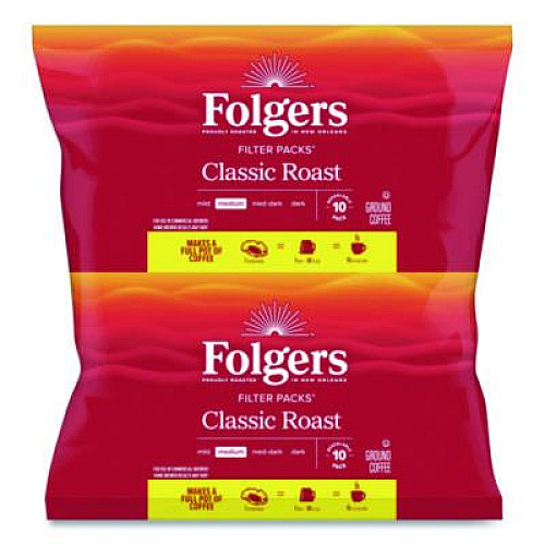 Folgers Coffee Filter Packs, Classic Roast, .9 oz, 10 Filters/Pack, 4 Packs/Carton (06239)