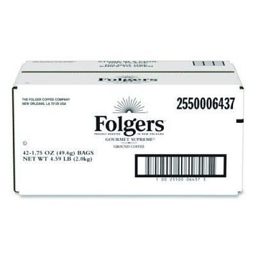 Folgers Simply Gourmet Gourmet Supreme Ground Coffee, Fraction Pack, 1.75 oz, 42/Carton (06437)