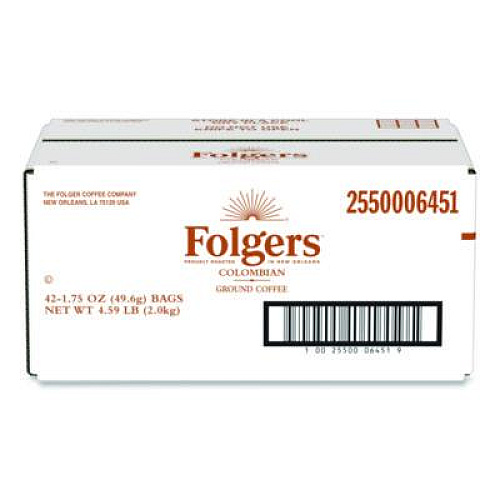 Folgers Colombian Ground Coffee Fraction Pack. 100% Colombian, 1.75 oz Fraction Pack, 42/Carton (06451)