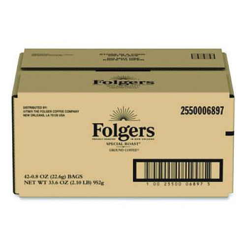 Folgers Special Roast Ground Coffee Fraction Pack, 0.8 oz, 42/Carton (06897)