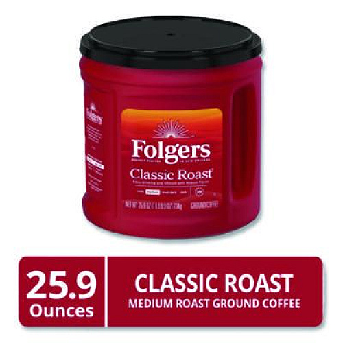 Folgers Coffee, Classic Roast, Ground, 25.9 oz Canister (20421EA)