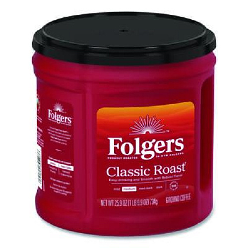 Folgers Coffee, Classic Roast, Ground, 25.9 oz Canister (20421EA)