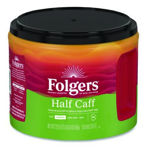 Folgers Half Caff Ground Coffee, 22.6 oz Canister, 6/Carton (20527CT)