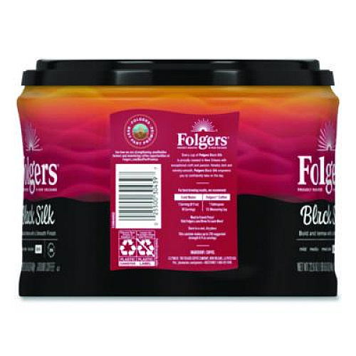 Folgers Black Silk Ground Coffee, Black 22.6 oz Canister, 6/Carton (20540CT)