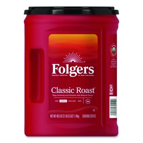 Folgers Classic Roast Ground Coffee, 40.3 oz Canister, 6/Carton (30419CT)