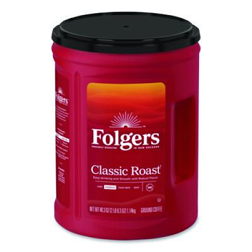 Folgers Classic Roast Ground Coffee, 40.3 oz Canister, 6/Carton (30419CT)
