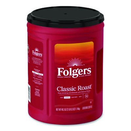 Folgers Classic Roast Ground Coffee, 40.3 oz Canister, 6/Carton (30419CT)
