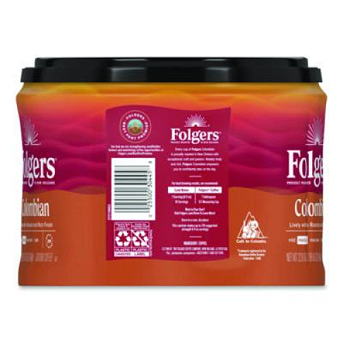 Folgers 100% Columbian Coffee, 22.6 oz Canister, 6/Carton (30445CT)