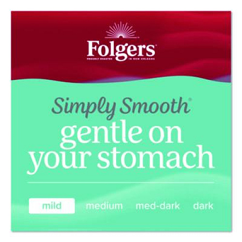 Folgers Simply Smooth Ground Coffee, Gentle On Your Stomach, 27 oz Canister, 6/Carton (30446CT)