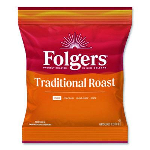 Folgers Traditional Roast Ground Coffee Fraction Packs, Traditional Roast, 2oz, 42/Carton (63006)