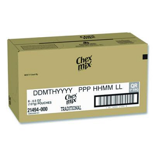 Chex Mix Snack Mix Savory Traditional, 4.5 oz Bag, 8/Box (SN21494)
