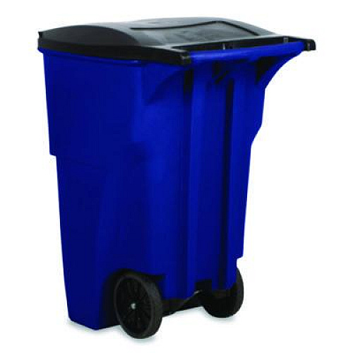 Rubbermaid Commercial Square Brute Rollout Container, 95 gal, Resin, Blue (9W2273BLU)