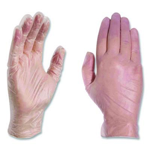 AMMEX Professional Vinyl Exam Gloves, Powder-Free, Medium, Clear, 100/Box (VPF64100)