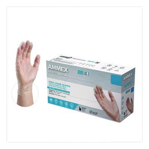 AMMEX Professional Vinyl Exam Gloves, Powder-Free, X-Large, 9.5" Long, Clear, 100/Box (VPF68100BX)