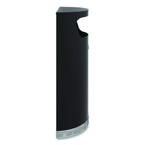 Suncast Commercial Half Round Metal Trash Can, 9 gal, Steel, Black (MTCRES901BK)