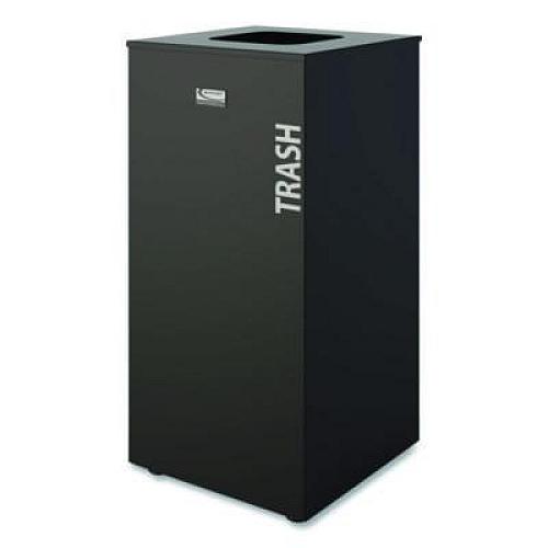 Suncast Commercial Square Metal Decorative Can, Steel, 24 gal, Black (MTCSQ240)