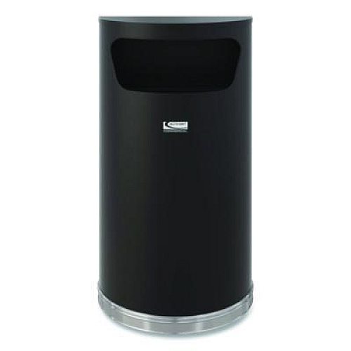 Suncast Commercial Half Round Metal Trash Can, 9 gal, Steel, Black (MTCRES901BK)