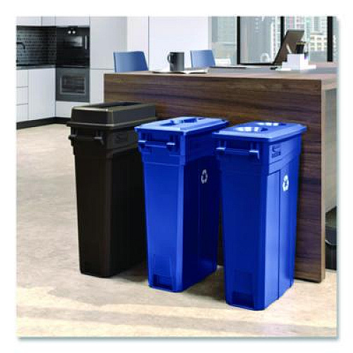 Suncast Commercial 23 Gallon Resin Slim Trash Can Bottle and Can Lid, 11.87 x 20.25 x 1.41, Blue (TCNLID02BLD)