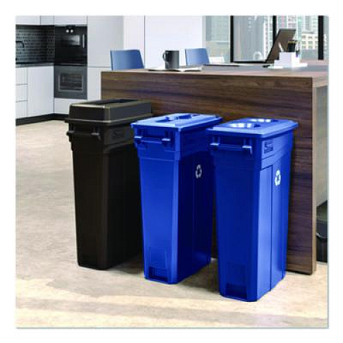 Suncast Commercial 23 Gallon Resin Slim Trash Can Paper Recycling Lid, 11.87 x 20.25 x 1.35, Blue (TCNLID03BLD)