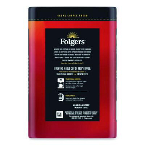 1850 Black Gold Roast Ground Coffee, 12 oz Canister (12722EA)