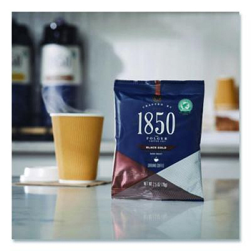1850 Black Gold Coffee Ground Coffee Fraction Packs, 2.5 oz Pack, 24 Packs/Carton (21512)