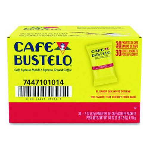 Caf Bustelo Regular Coffee Fraction Packs, Espresso, 2 oz Pack, 30/Carton (01014)