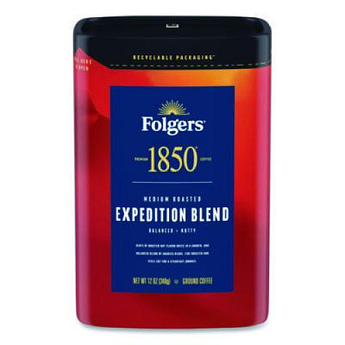 1850 Expedition Blend Roast Ground Coffee, 12 oz Canister, 6/Carton (93312)