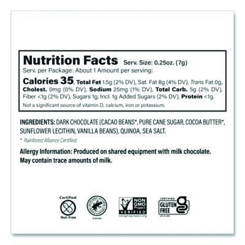 UNDERCOVER Snacks Dark Chocolate and Sea Salt Mini Quinoa Crisps, 0.25 oz Bag, 125/Carton (30700382)