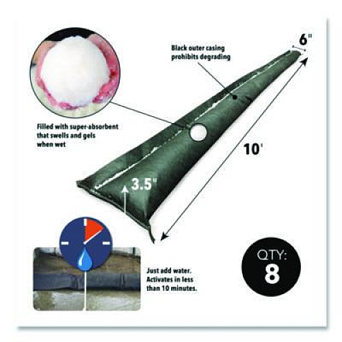 Quick Dam Flood Barriers, 6" x 10 ft x 3.5", 8/Box (QD6108)