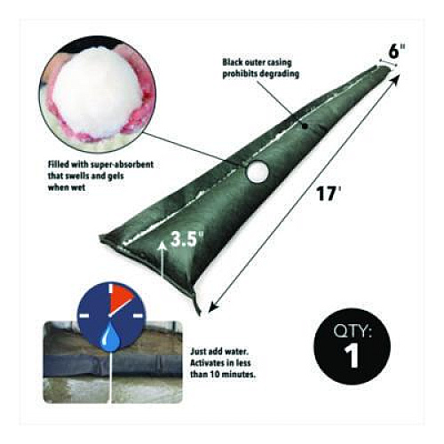 Quick Dam Flood Barriers, 6" x 17 ft x, 3.5", 1 Barrier (QD6171)