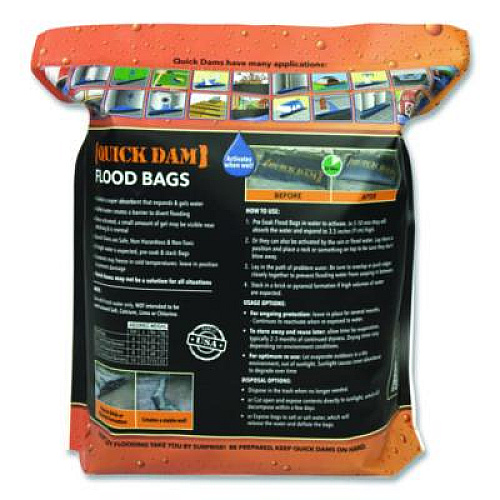 Quick Dam Flood Bags, 12" x 24" x 3.5", 6/Pack (QD12246)