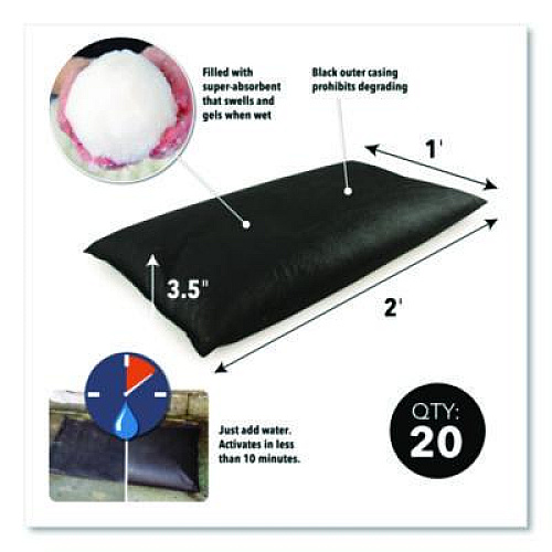 Quick Dam Flood Bags, 12" x 24" x 3.5", 20/Box (QD122420)