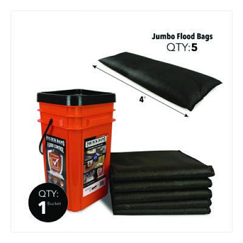 Quick Dam Outdoor Grab and Go Bucket Kit, (1) Bucket, (5) Jumbo Flood Bags (QDGG12485)