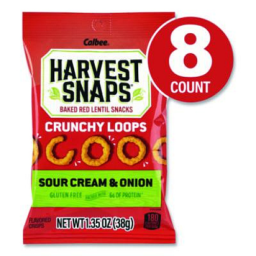 Harvest Snaps Crunchy Loops, Sour Cream and Onion, 1.35 oz Bag, 8/Box (22002516)