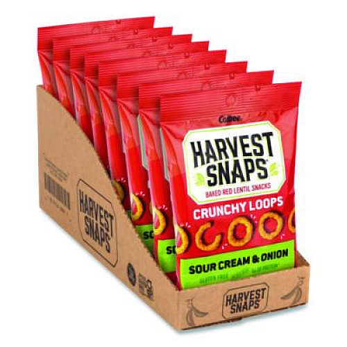 Harvest Snaps Crunchy Loops, Sour Cream and Onion, 1.35 oz Bag, 8/Box (22002516)