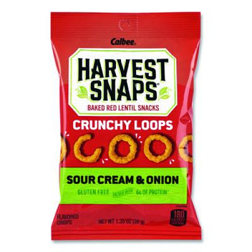 Harvest Snaps Crunchy Loops, Sour Cream and Onion, 1.35 oz Bag, 8/Box (22002516)