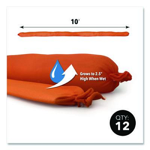 Quick Dam Water Dams, 2.5" x 10 ft x 2.5", Orange, 12/Box (WUB21012)