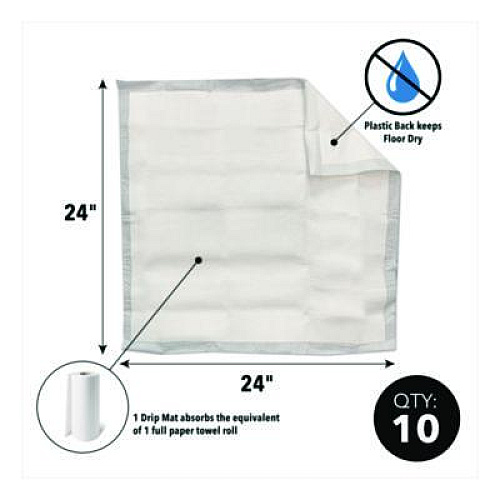 Quick Dam Drip Mats, 20 oz, 2 ft x 2 ft, 10/Pack (WUBM10)