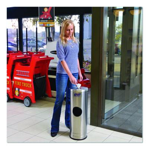 PURELL Dispenser Stand for Sanitizing Wipes, 1,500 Wipe Capacity, 10.25 x 10.25 x 14.5, Stainless Steel (9115DS1C)