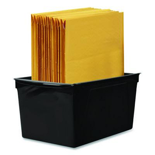 Storex Wide Book Bin, 3.82 gal, 9.2" x 14.5" x 7", Black, 6/Pack (71130U06C)