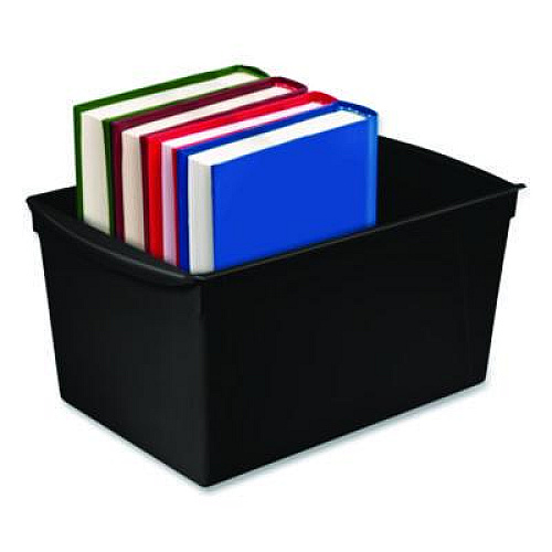 Storex Wide Book Bin, 3.82 gal, 9.2" x 14.5" x 7", Black, 6/Pack (71130U06C)